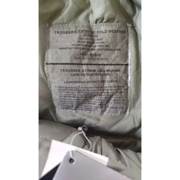 Army Issue ECWCS Primaloft Level 7 Parka Trousers Pants Gray Large Regular NWT - Picture 3 of 11